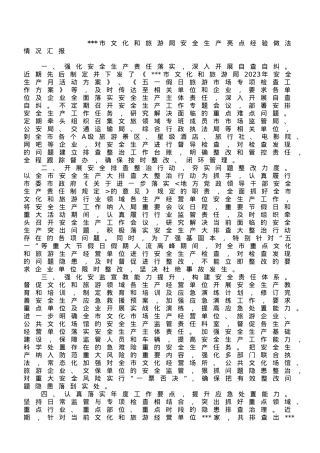 市文化和旅游局安全生产亮点经验做法情况汇报.doc