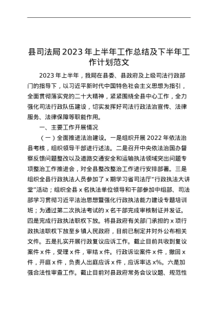 县司法局2023年上半年工作总结及下半年计划（汇报报告）.docx