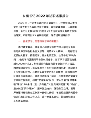 乡镇书记2022年述职述廉报告.docx