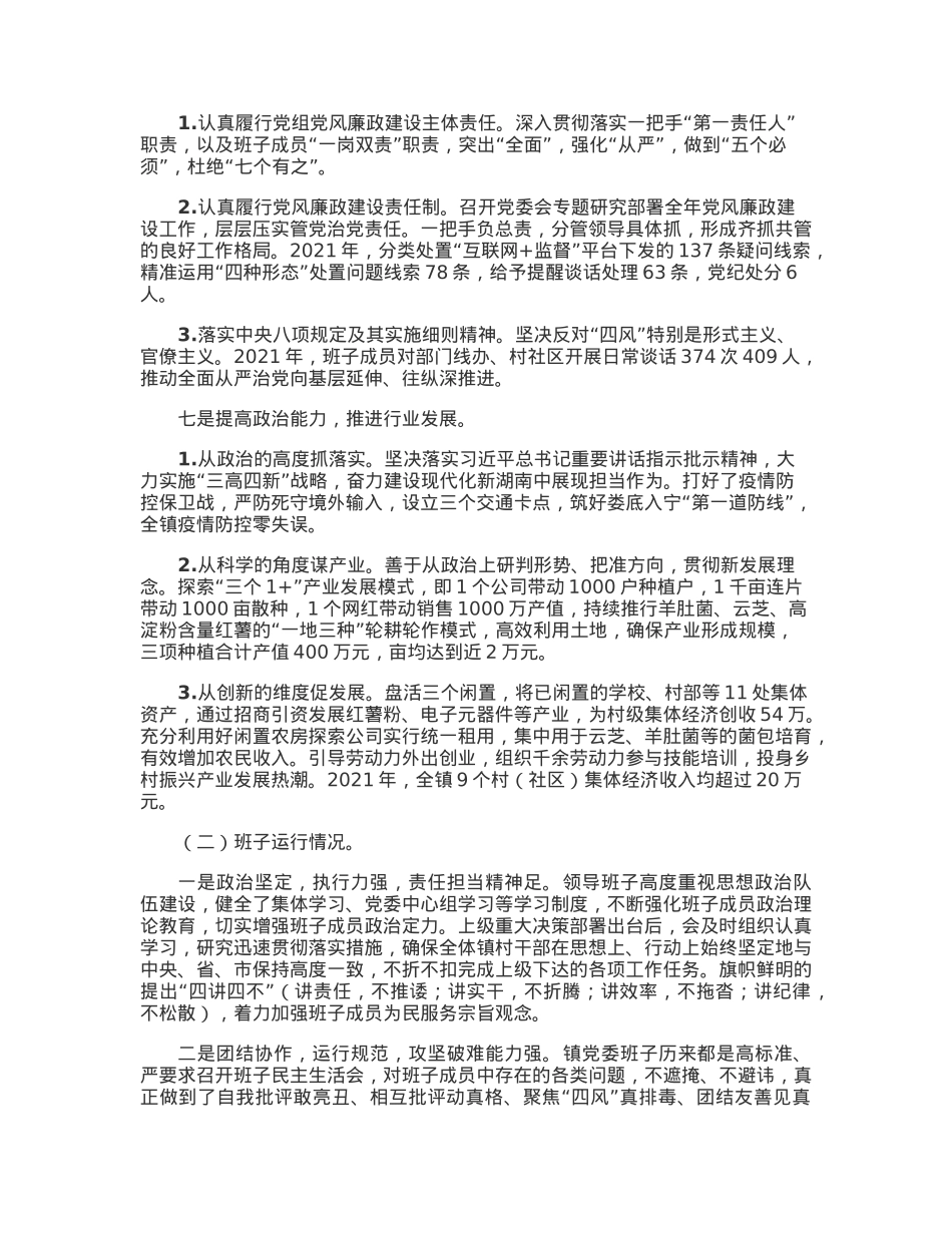 镇领导班子政治建设及运行情况自查报告.docx_第3页