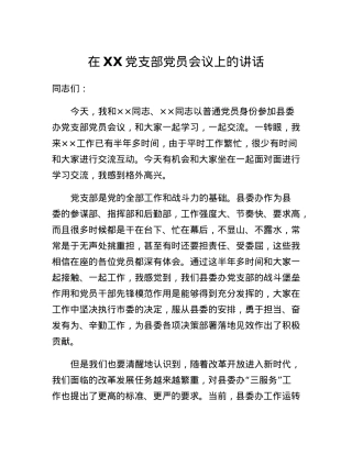 在XXX党支部党员会议上的讲话.docx