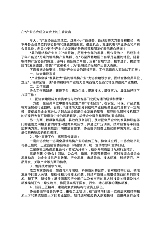 在产业协会成立大会上的主旨发言.doc