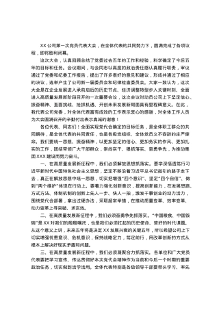 在公司党员代表大会上的总结讲话.docx