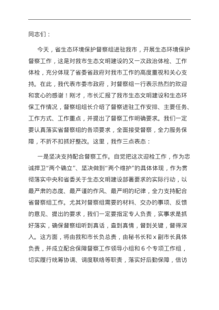在全省环保督察见面会上的表态发言.doc