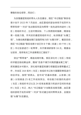 在全市“书记锻造”联系培育计划实施推进会上的交流发言.doc