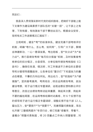 在全市领导干部能上能下工作推进会上的汇报发言.doc