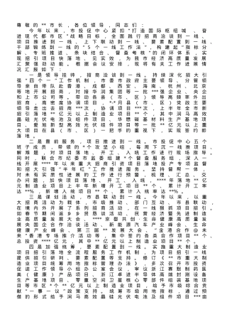 在全市项目建设工作专题推进会上的汇报发言.doc