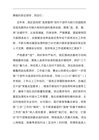 在全市驻村第一书记（队长）工作会议上的汇报发言.doc