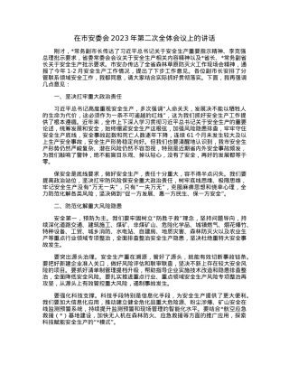 在市安委会2023年第二次全体会议上的讲话.docx