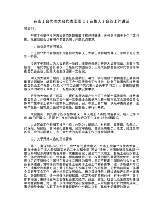 在市工会代表大会代表团团长（召集人）会议上的讲话.docx