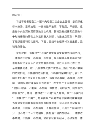 在市纪委一体推进“三不腐”专题研讨交流会上的发言.doc