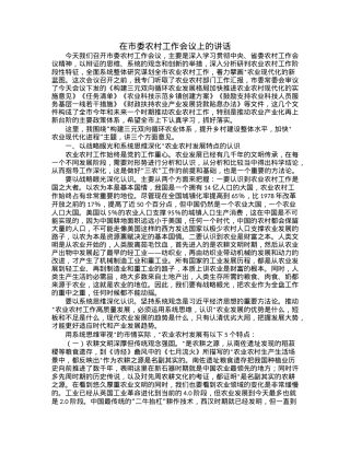 在市委农村工作会议上的讲话.docx