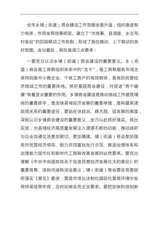 在推进乡镇（街道）商会建设工作会议上的讲话.doc