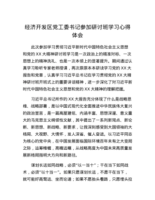 经济开发区党工委书记参加研讨班学习心得体会.docx