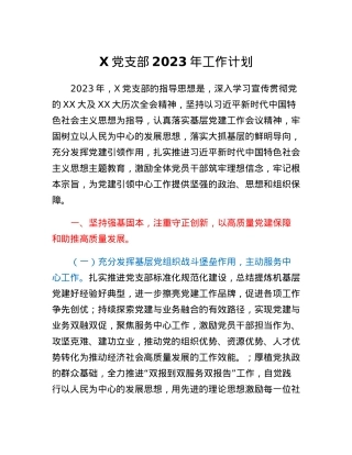 X党支部2023年工作计划.docx