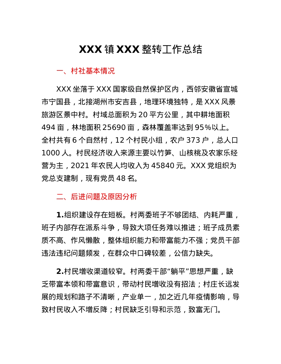村后进党组织整转总结.docx_第1页