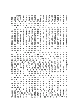 党委（党组）2023年上半年党建工作情况总结及下半年工作计划（6月）.docx