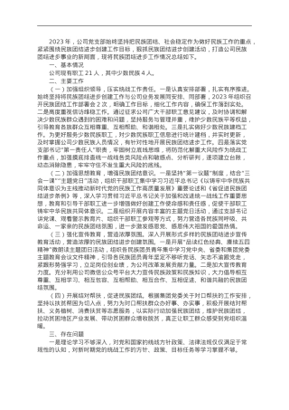 公司2023年度统战、民族团结进步工作总结.doc