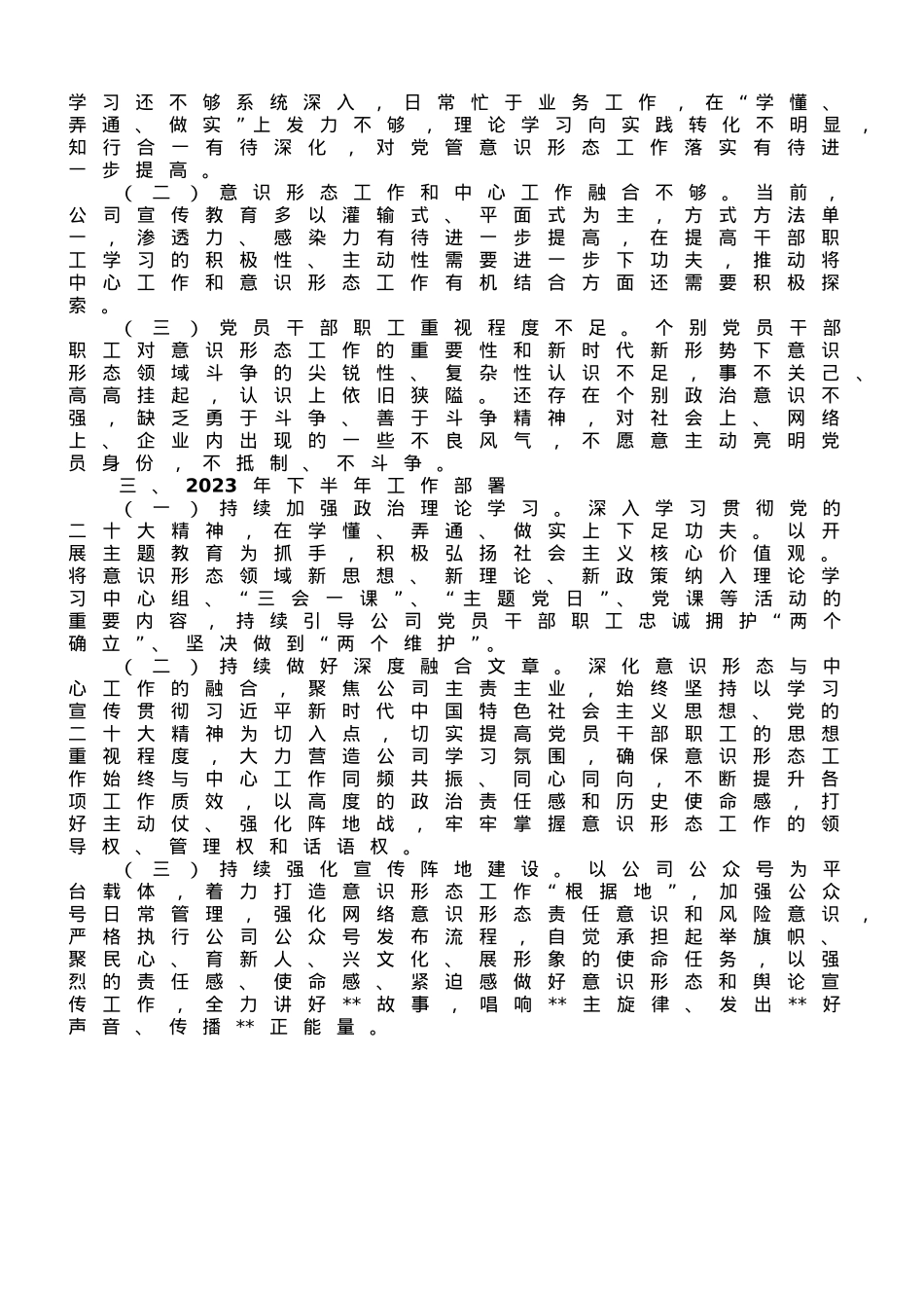 公司2023年上半年意识形态工作总结.doc_第2页