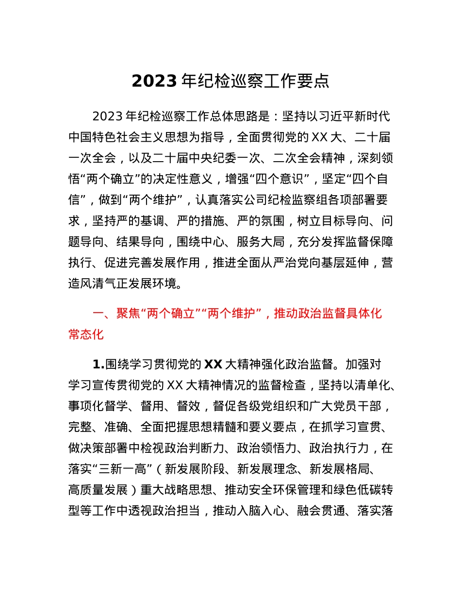 2023年纪检巡察工作要点.docx_第1页