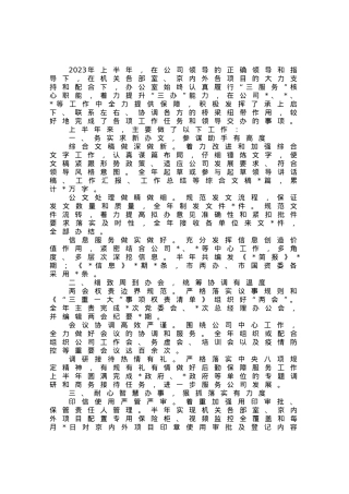 国企办公室2023年上半年工作总结.docx