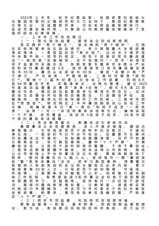 国企纪委2023年上半年工作总结.doc