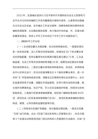 区委编办2023年工作总结及2024年工作计划.doc