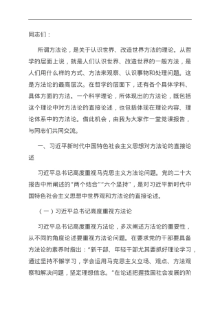 党课：持续深化主题教育 牢牢掌握新思想的方法论.doc