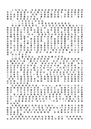 镇党委20223年上半年党建工作总结和下半年工作计划.doc