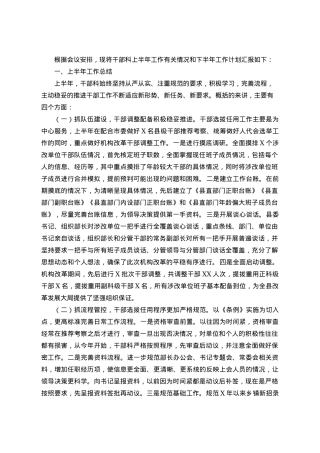 组织部干部科上半年工作总结和下半年工作计划.docx
