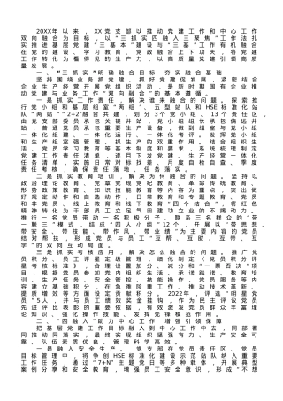 国企党支部党建工作经验做法：“三抓实四融入三聚焦”推动工作相融互促.doc