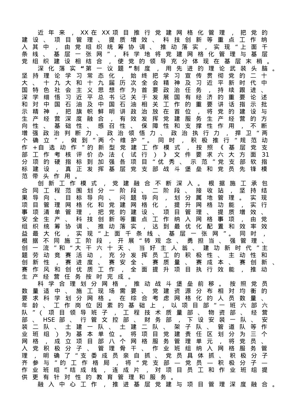经验交流：以工程项目网格化为载体全面提升党建引领作用.doc_第1页
