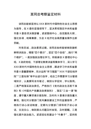 某同志考察鉴定材料.docx