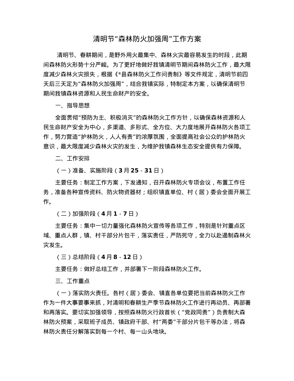 清明节“森林防火加强周”工作方案.docx_第1页