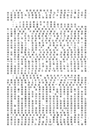 区文化和旅游局2023年上半年工作完成情况及下半年工作打算.doc