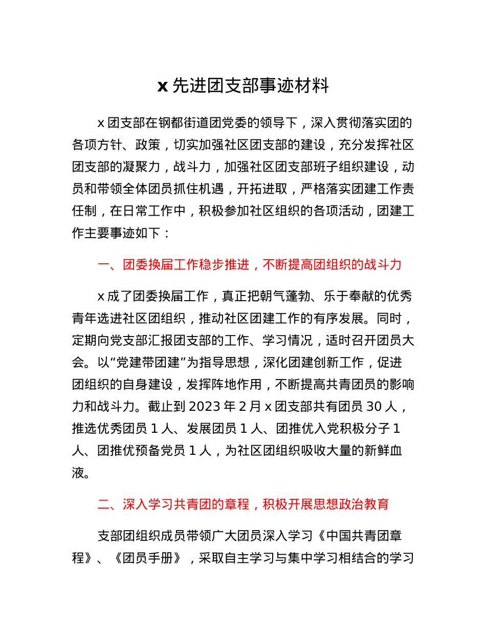 先进团支部事迹材料.docx_第1页