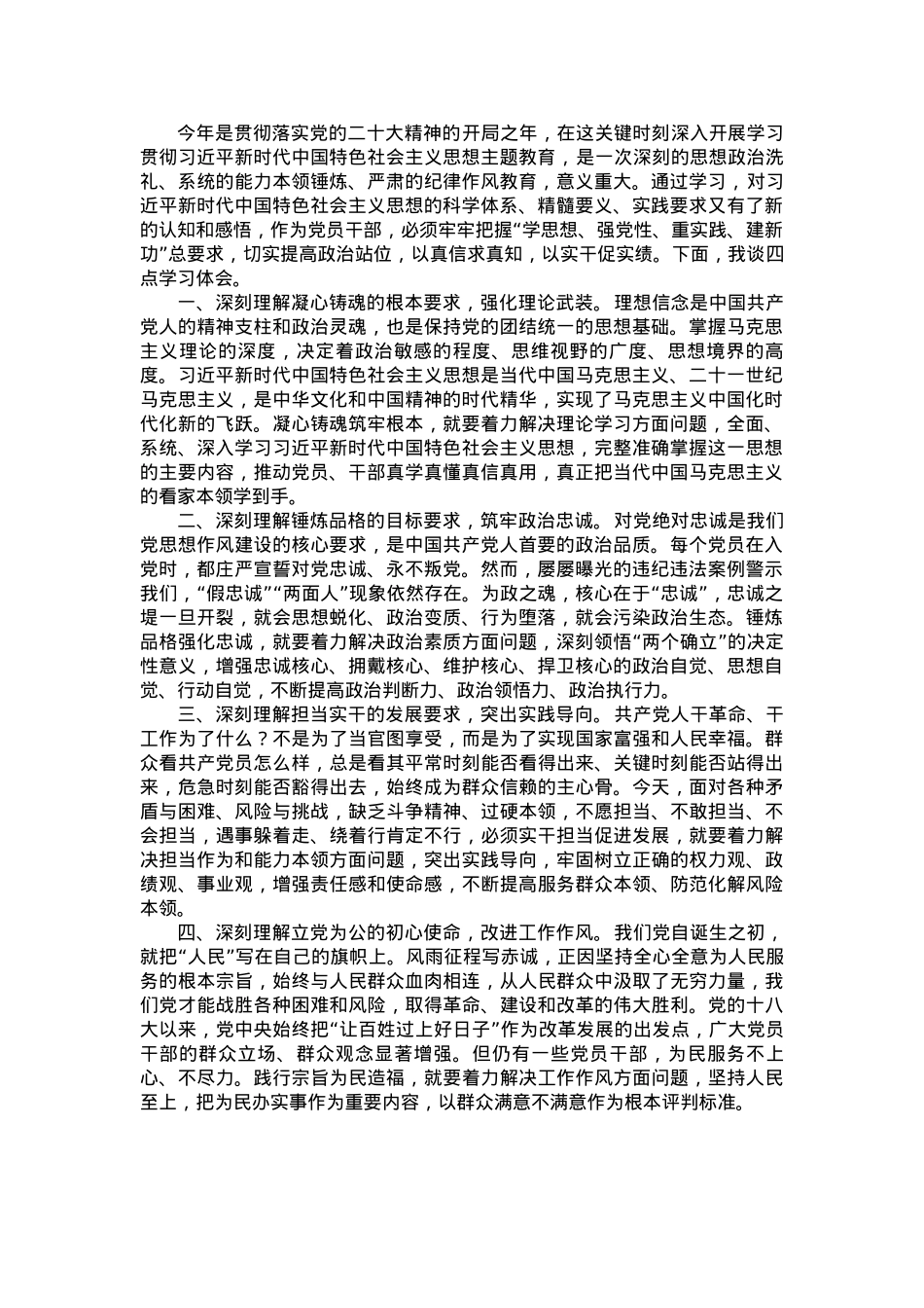 主题教育研讨交流：凝心铸魂  实干担当.docx_第1页
