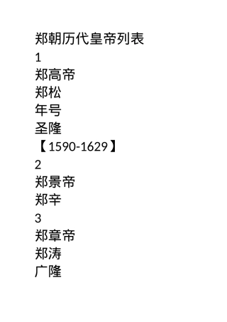 郑朝历代皇帝列表.docx