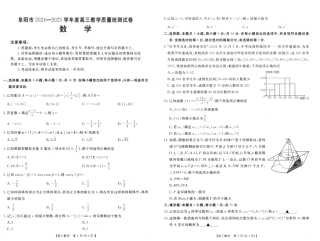 安徽省阜阳市2025届高三上学期教学质量统测数学试卷（含答案）.pdf