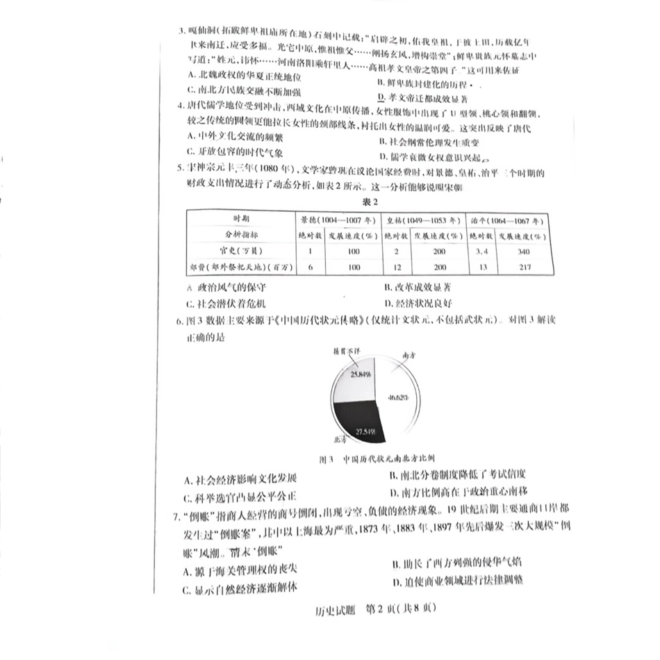 湖南省天一大联考暨郴州市教学质量检测（郴州二检怀化统考）历史 PDF版含解析.pdf_第2页