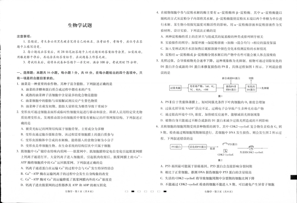 贵州省六校联盟2024-2025学年高三上学期12月月考试题 生物 PDF版含解析.pdf_第1页