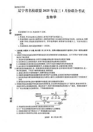 辽宁省名校联盟2024-2025学年高三上学期1月联合考试生物试题.pdf