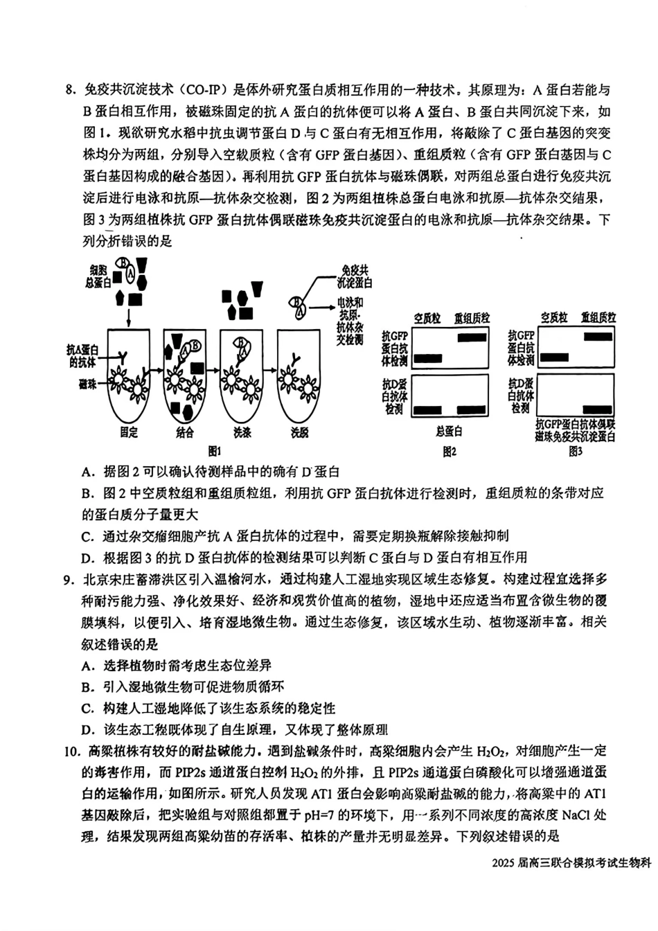 吉林省长春市东北师范大学附属中学等五校2024-2025学年高三上学期期末考试生物+答案.pdf_第3页
