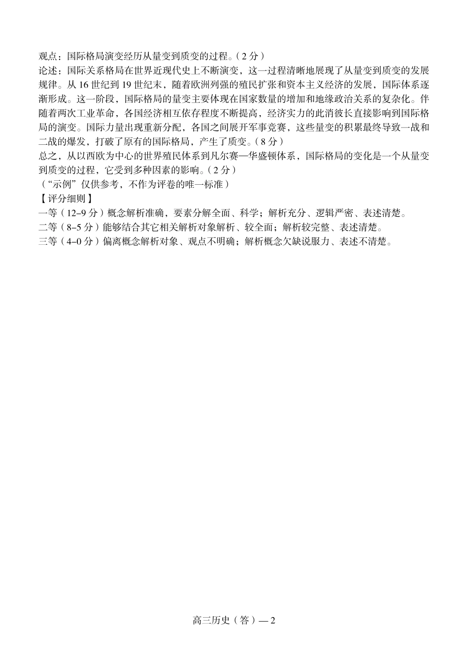 辽宁省省重点中学协作校2025届高三上学期1月期末历史答案.pdf_第2页