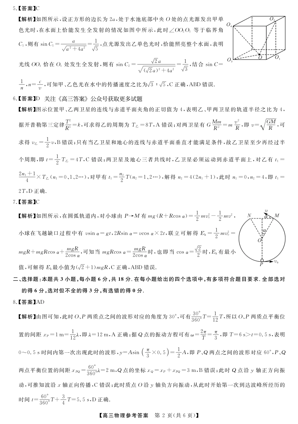 山西省金科大联考2025届高三1月质量检测（25272C）物理答案.pdf_第2页