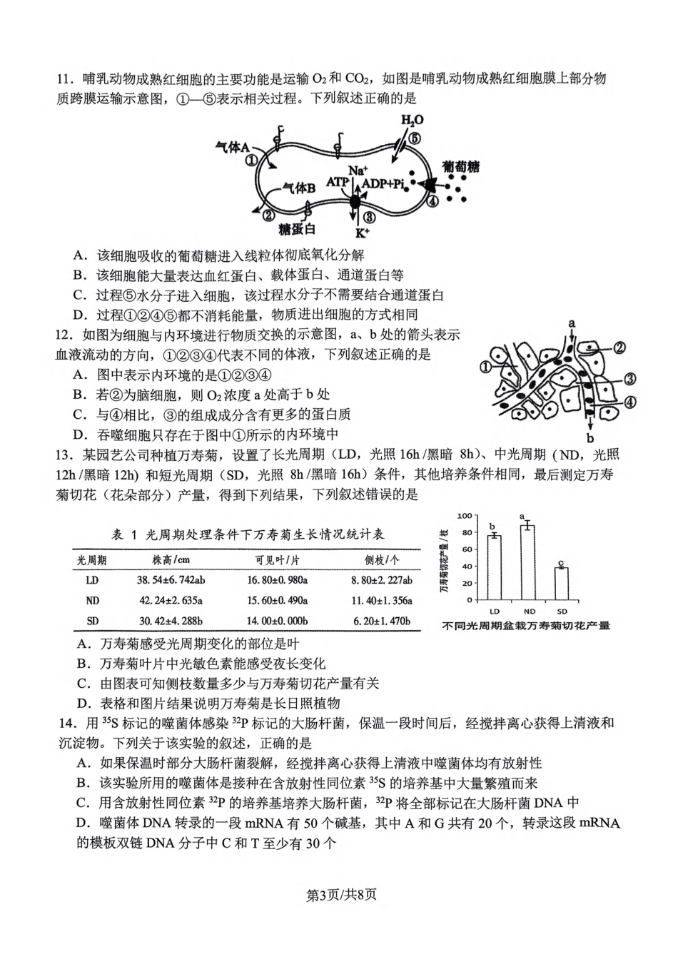 浙江省名校协作体2024-2025学年高二下学期联考生物试卷.pdf_第3页
