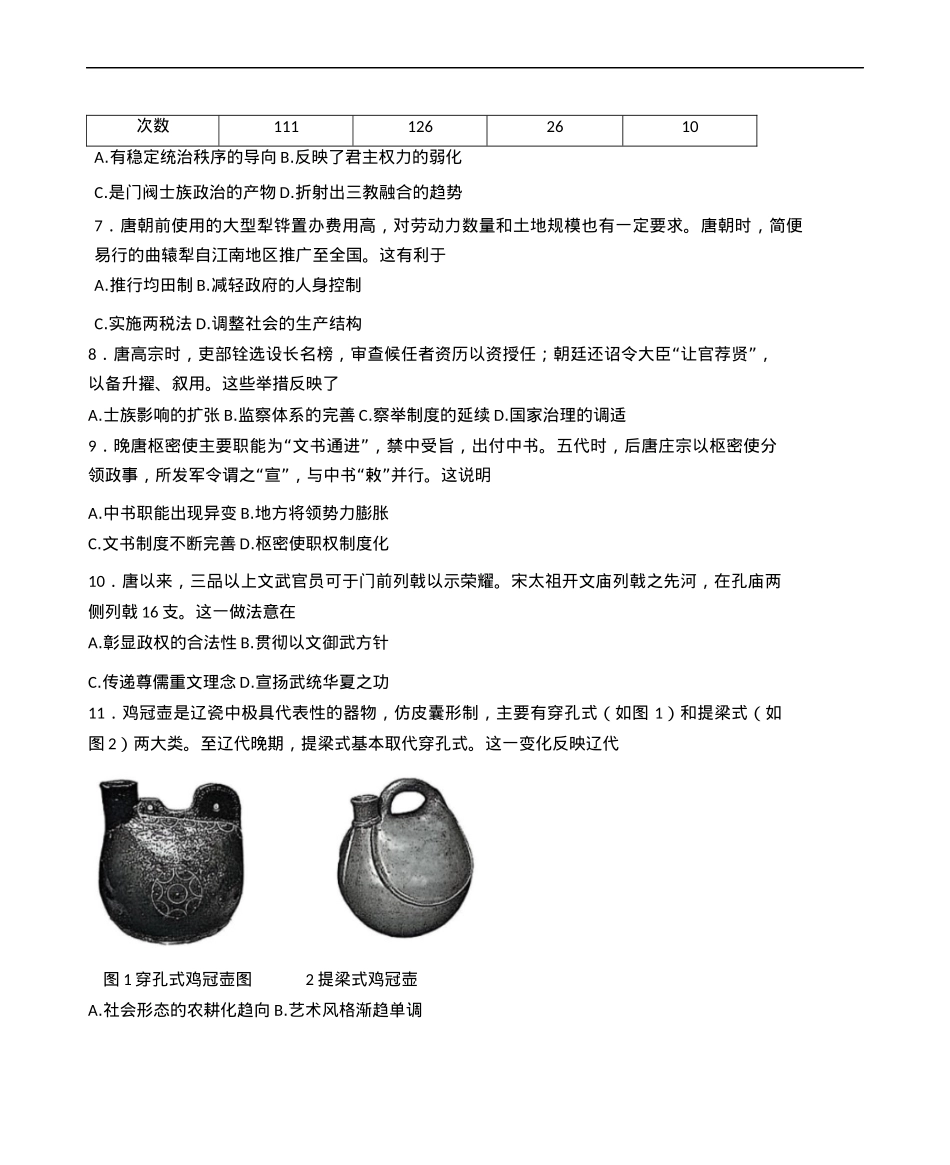 福建省厦门市2024-2025学年高二上学期期末考试历史试题（含答案）.docx_第2页