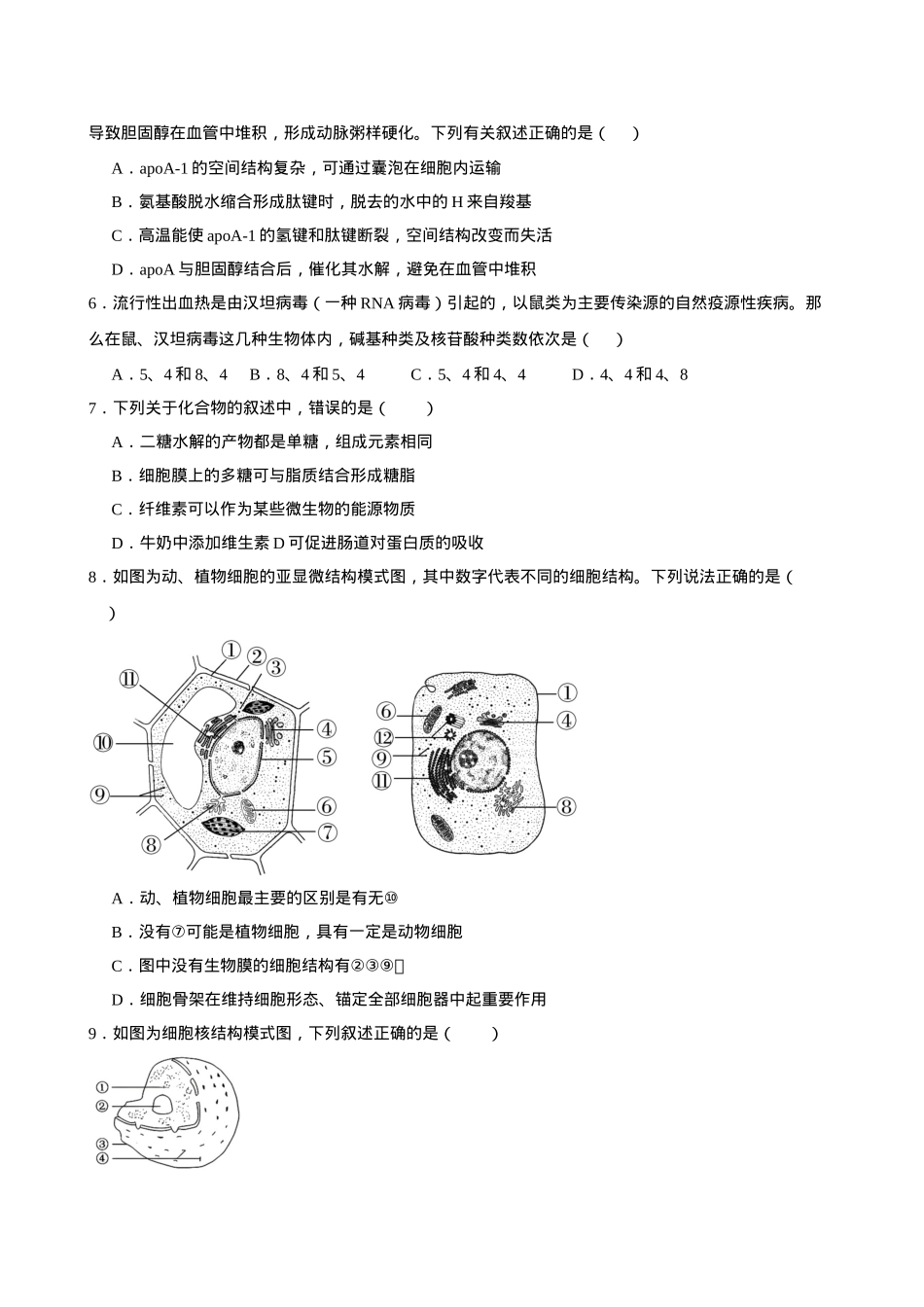 河南省驻马店市新蔡县第一高级中学2024-2025学年高一下学期开学考试生物学试题（含答案）.docx_第2页