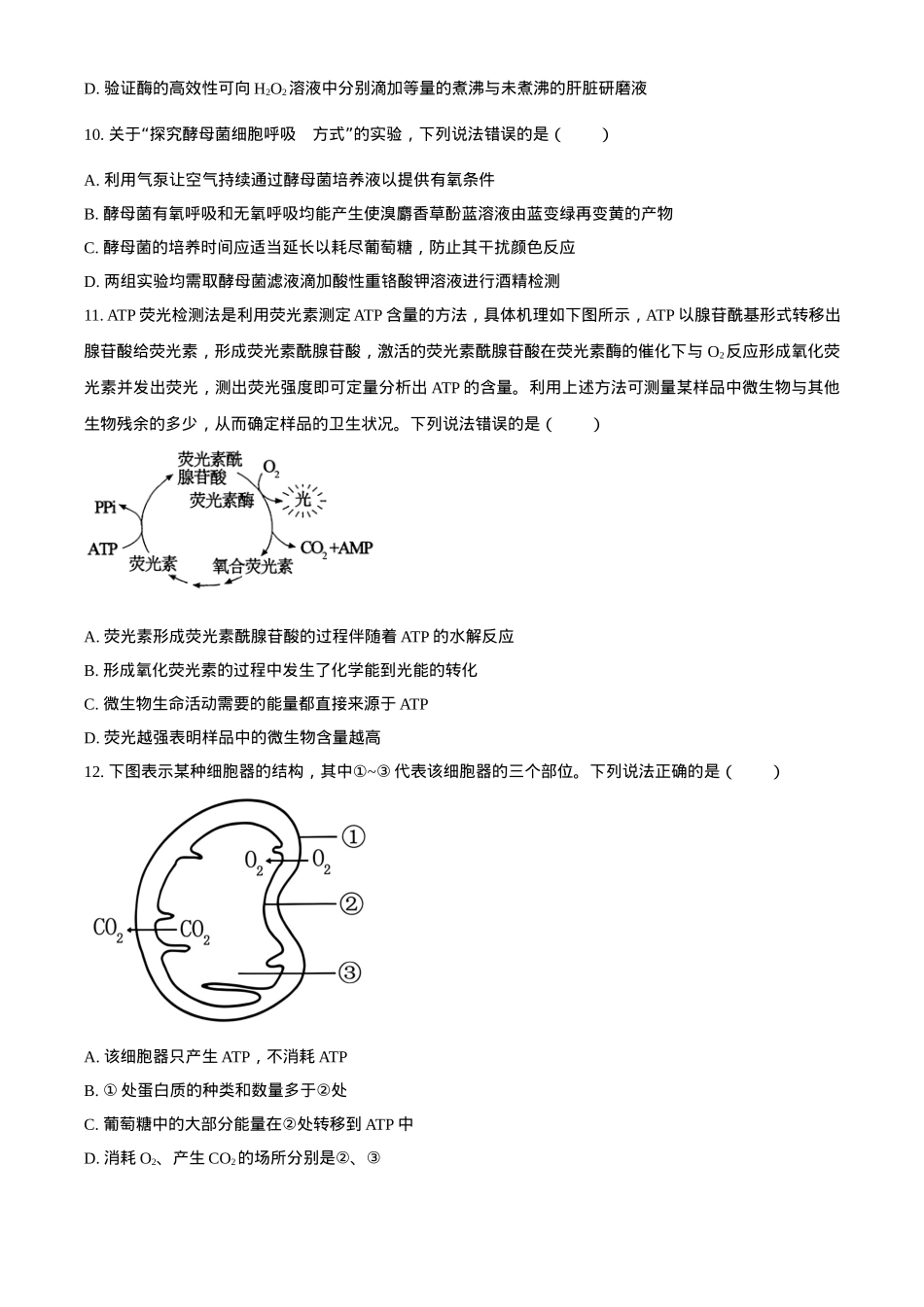 山东省威海市2024-2025学年高一上学期期末考试生物学试题（含答案）.docx_第3页