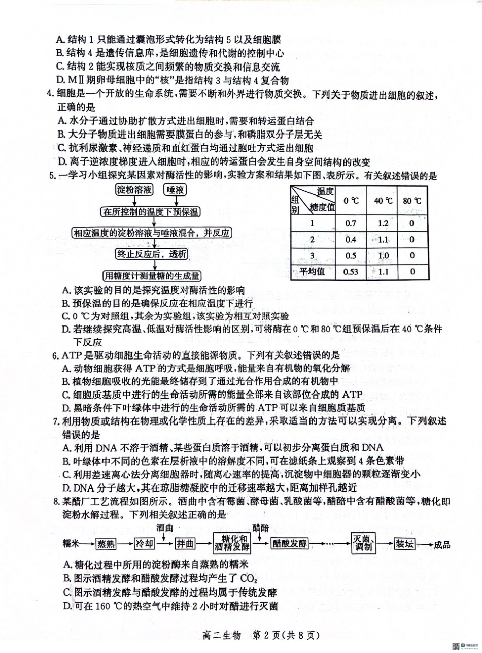 河北省沧州市2023-2024学年高二下学期7月期末教学质量监测生物试题.pdf_第2页